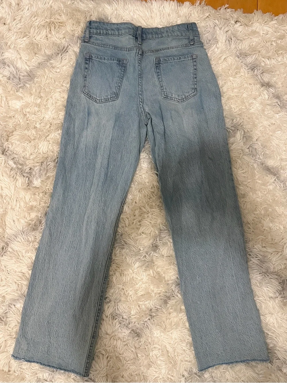 Light Blue Girl’s Distressed Straight-Leg Jeans